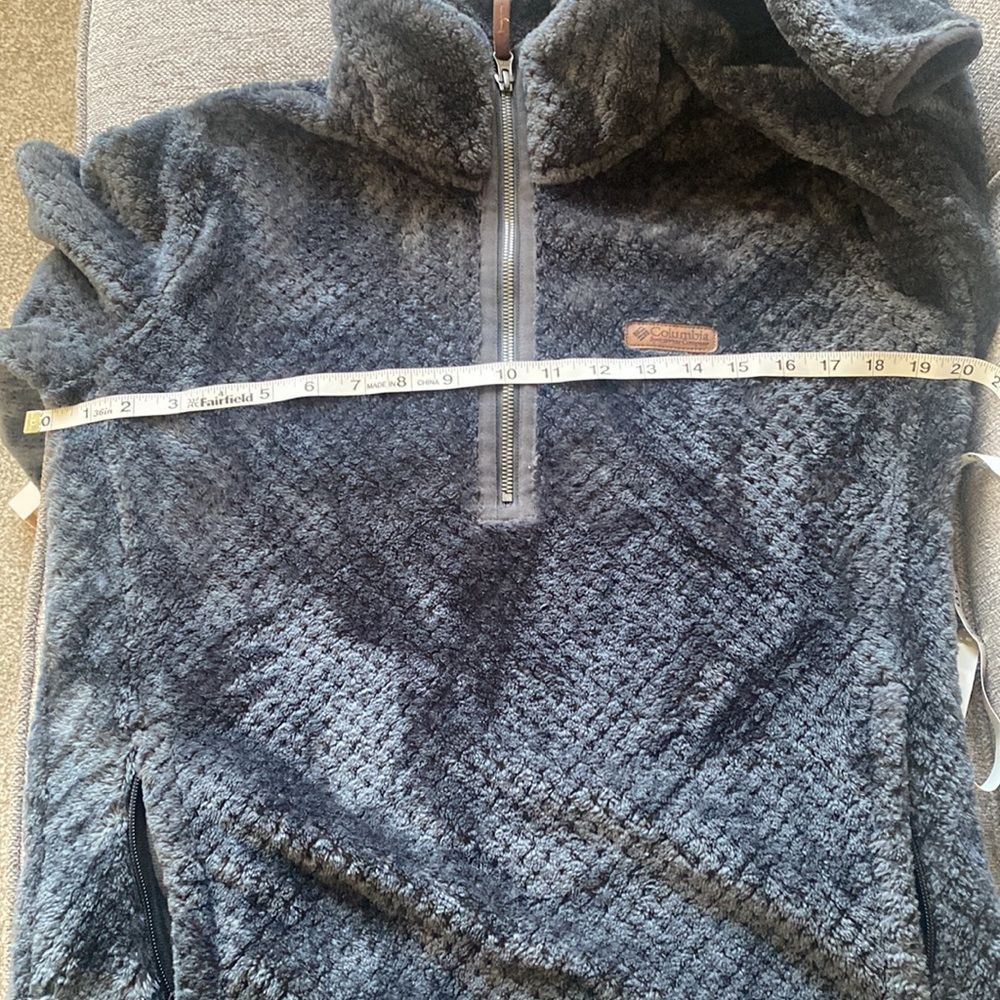 SOLD Columbia Fire Side Gray Super Warm Cozy Sherpa 1/4 Zip Pullover Jacket SZ M - Picture 8 of 12